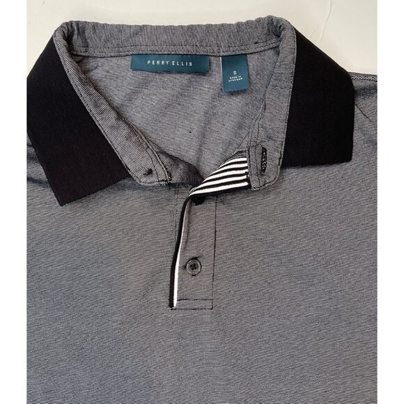 PERRY‎ ELLIS ICON Golf Polo Shirt Small Grey Black Moisture-wicking Breathable - Picture 3 of 10